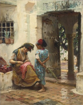 THE SEWING LESSON Frederick Arthur Bridgman Arab Oil Paintings